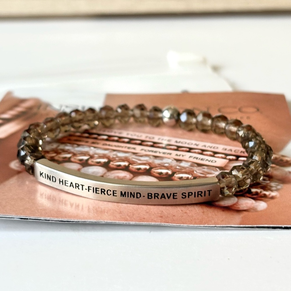 The Inspiration Co "Inspire Me" Bracelet, Black Diamond Crystal (S 6-7in) / NIB